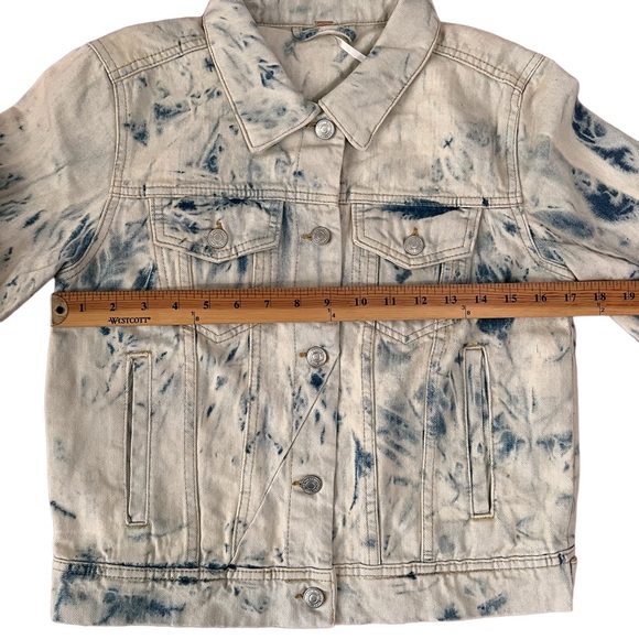 NWT Free People Rumors Bleach Tie Dye Denim Jean Jacket | Jones Tie Dye Blue | S - Picture 4 of 8